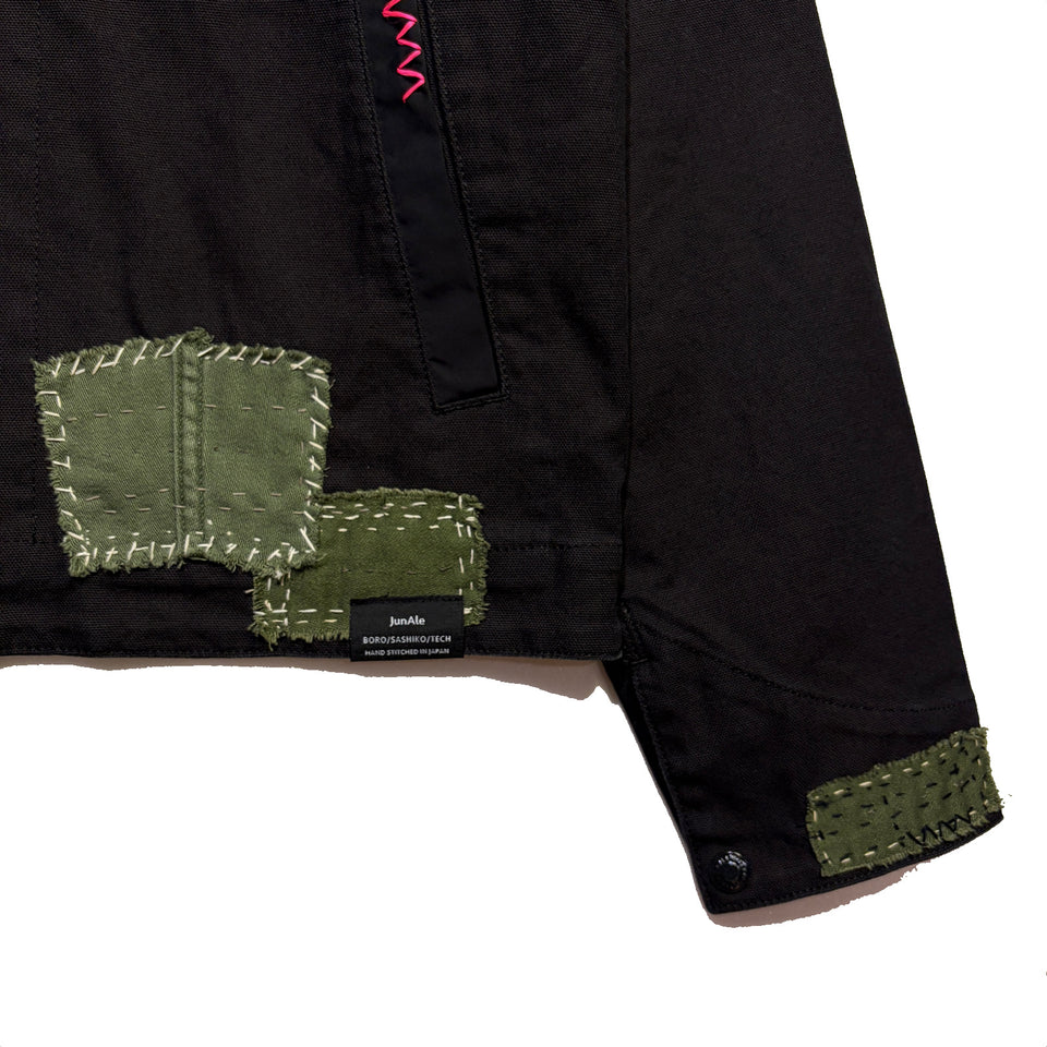 画像をギャラリービューアに読み込む, JunAle SASHIKO OXFORD STRETCH JACKET / BLACK