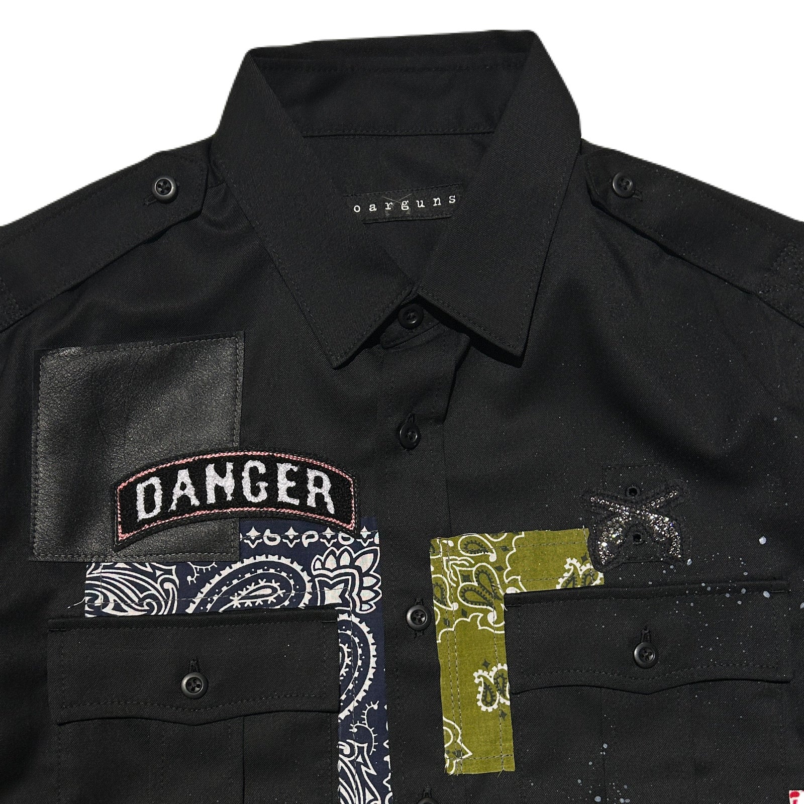 将图片加载到图库查看器，x OVERDESIGN TWILL REMAKE SHIRT / BLACK - C