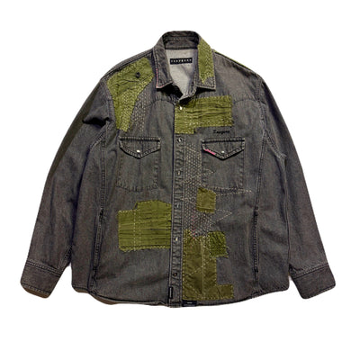 JunAle SASHIKO 8oz DENIM SHIRTS DUNKWELL / BLACK