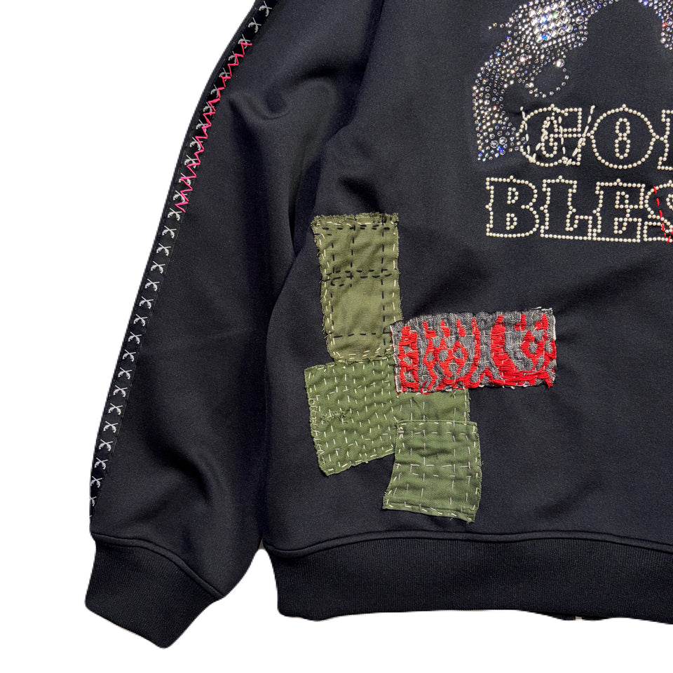 画像をギャラリービューアに読み込む, JunAle SASHIKO LINETAPE JERSEY JACKET / BLACK