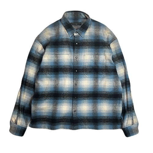 LIMITED EDITION COTTON SILK CHECK SHIRT / SAX BLUE
