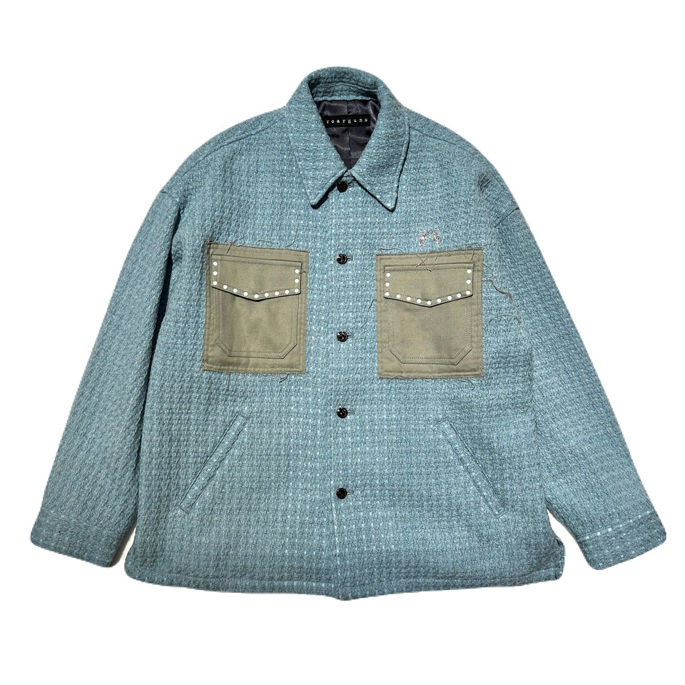 将图片加载到图库查看器，UNISEX ROVING WOOL SHIRT / SAX BLUE