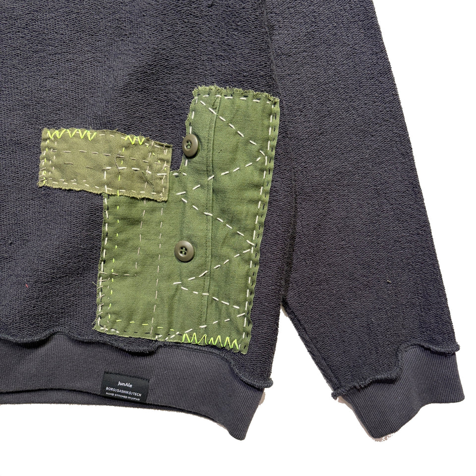 画像をギャラリービューアに読み込む, JunAle SASHIKO SWEATSHIRT CROSSGUN METAL / GRAY