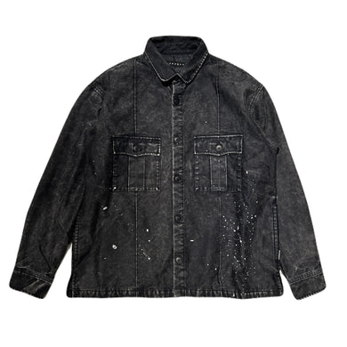 BACK SATIN SHIRT JACKET / BLACK