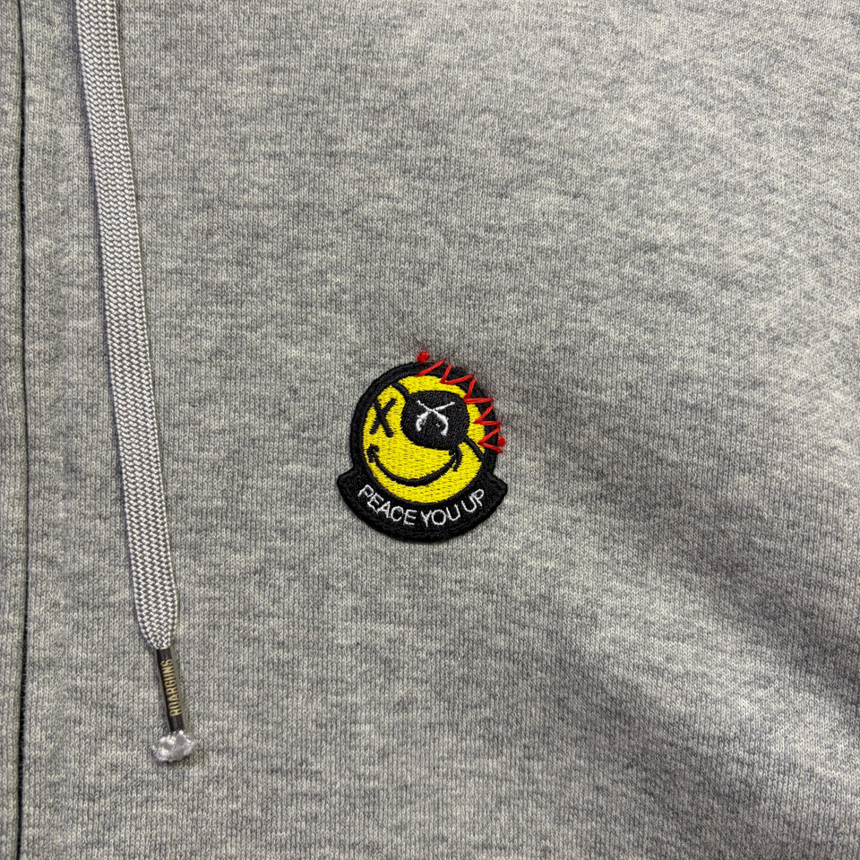 画像をギャラリービューアに読み込む, JunAle SASHIKO FLEECY HOODIE FIRE PATTERN / GRAY