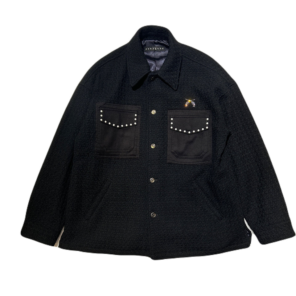 画像をギャラリービューアに読み込む, UNISEX ROVING WOOL SHIRT / BLACK