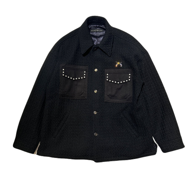 UNISEX ROVING WOOL SHIRT / BLACK