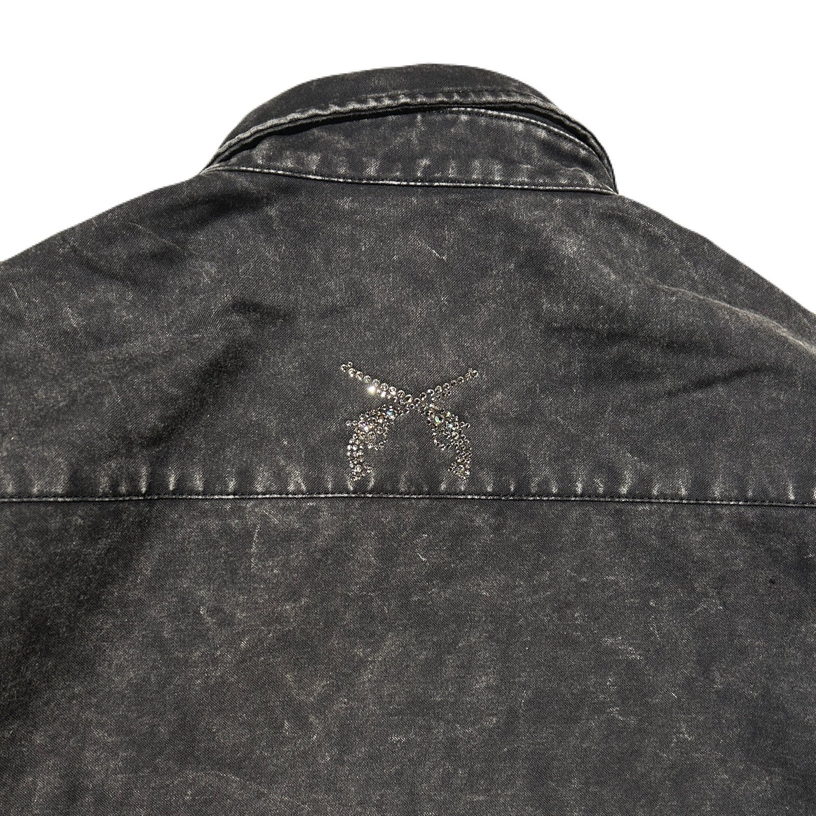 将图片加载到图库查看器，BACK SATIN SHIRT JACKET / BLACK