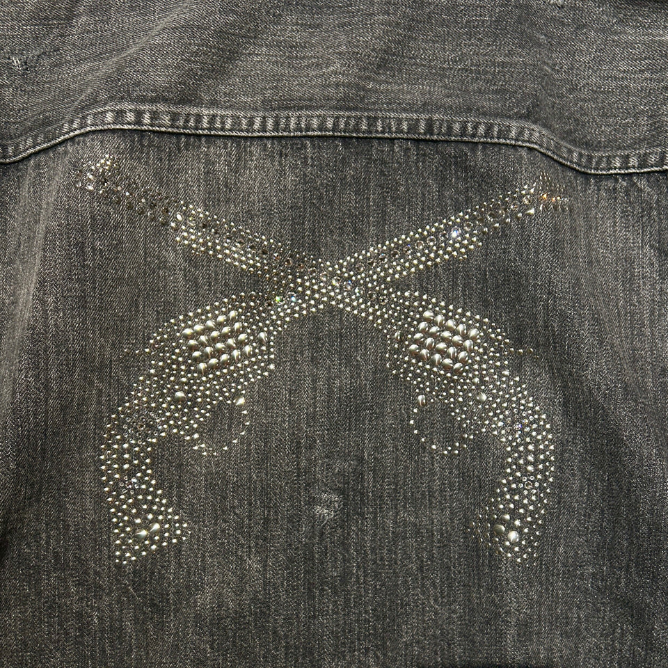 将图片加载到图库查看器，14oz DENIM JACKET CRYSTAL / BLACK