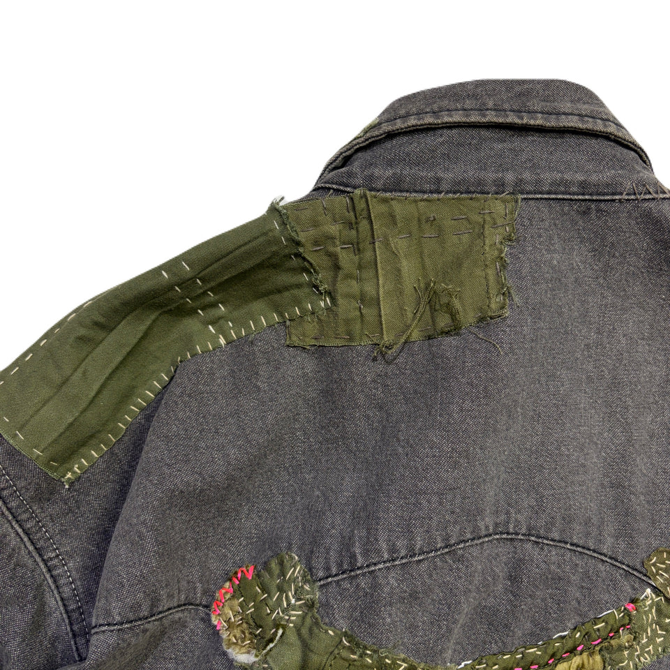 画像をギャラリービューアに読み込む, JunAle SASHIKO 8oz DENIM SHIRTS DUNKWELL / BLACK