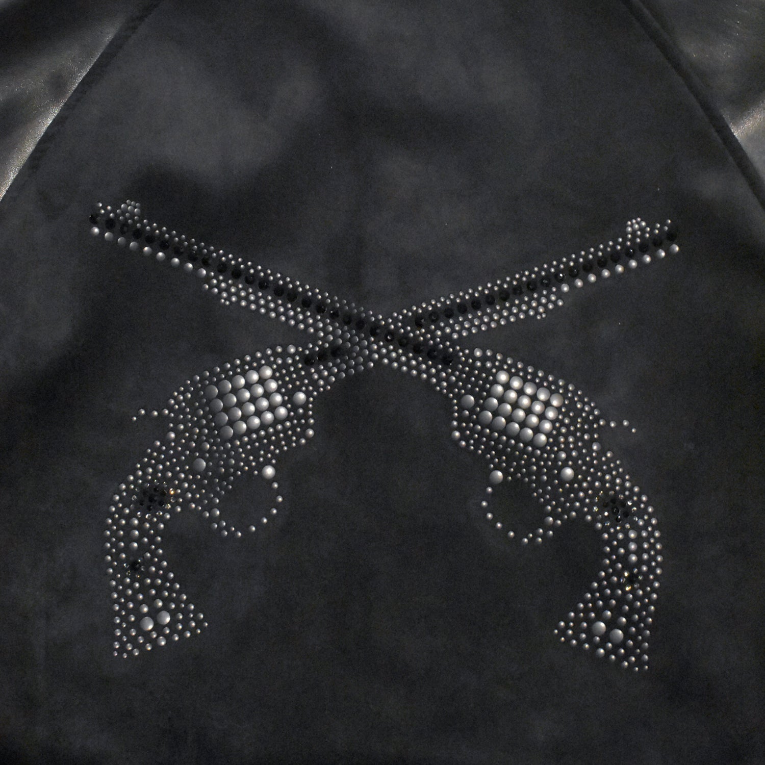 画像をギャラリービューアに読み込む, VEGAN LEATHER JACKET BACK CROSSGUN / BLACK