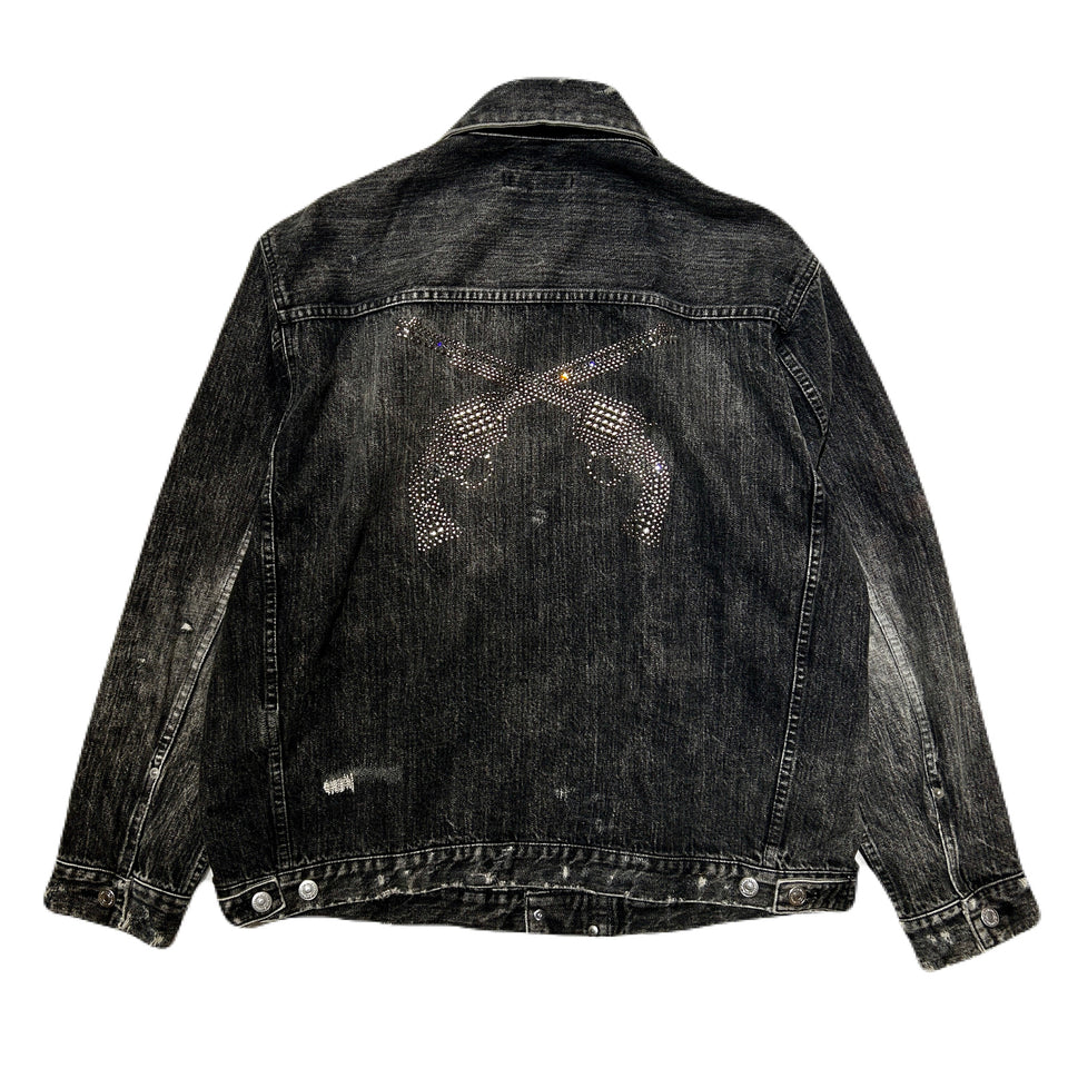 Load image into Gallery viewer, 14oz DENIM JACKET CRYSTAL / BLACK