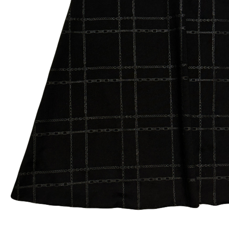 Load image into Gallery viewer, WOMENS CHAIN CHECK SKIRT / BLACK*BLACK