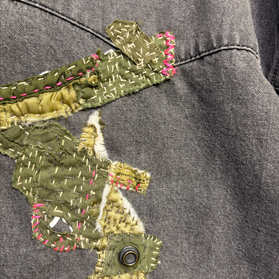 画像をギャラリービューアに読み込む, JunAle SASHIKO 8oz DENIM SHIRTS DUNKWELL / BLACK