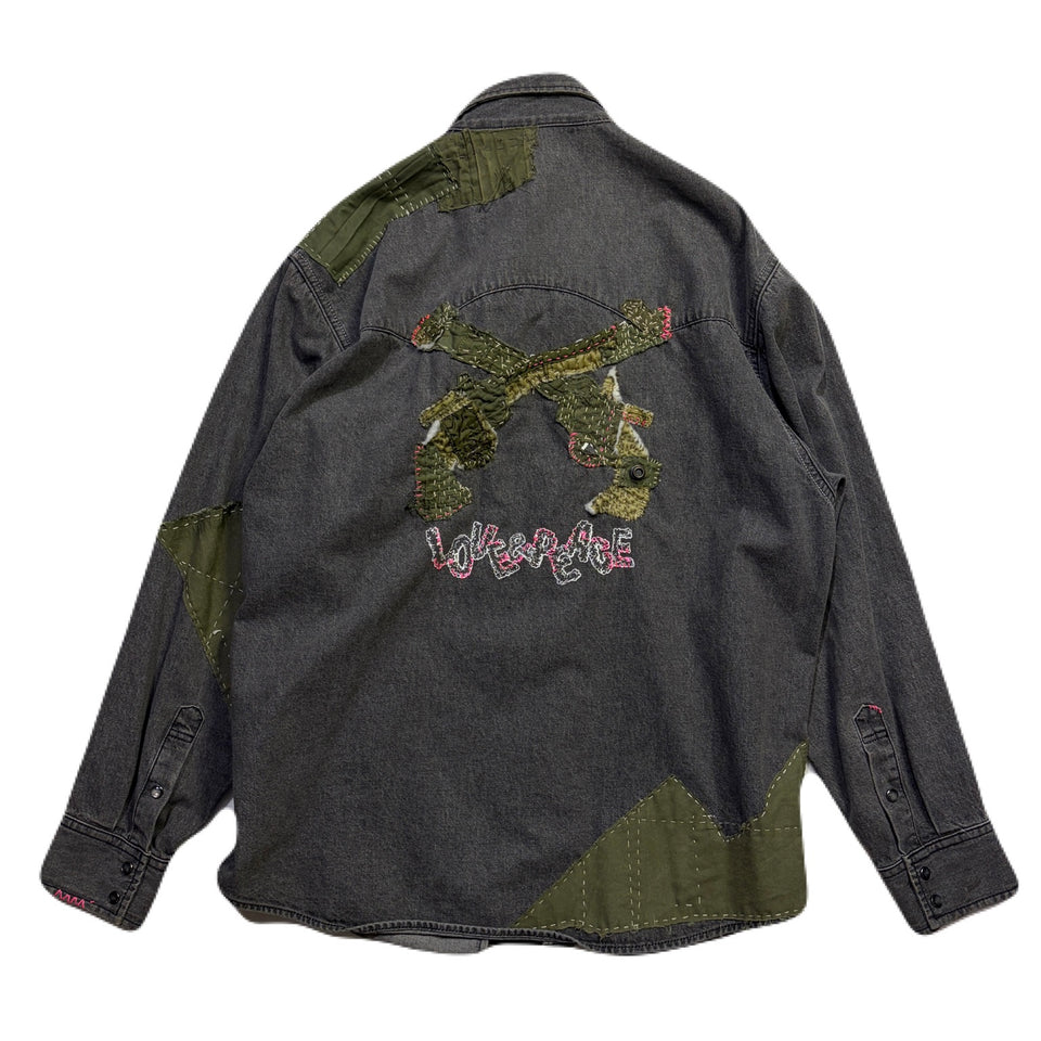 画像をギャラリービューアに読み込む, JunAle SASHIKO 8oz DENIM SHIRTS DUNKWELL / BLACK