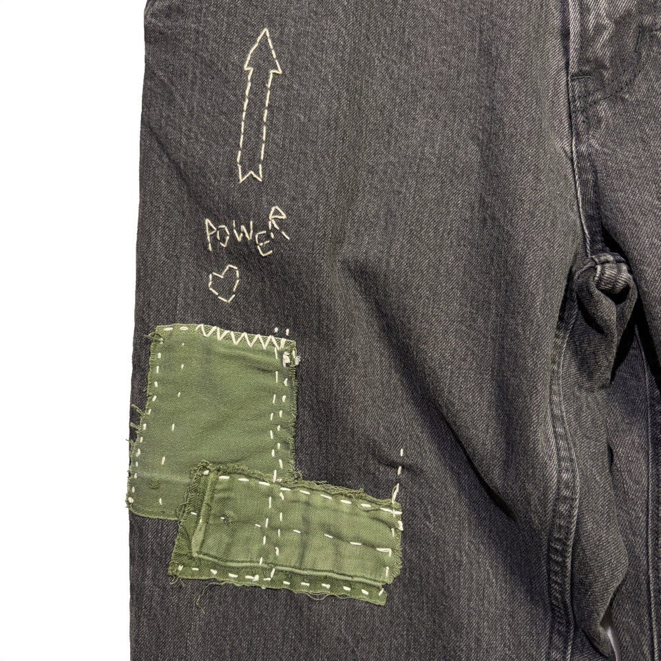 画像をギャラリービューアに読み込む, JunAle SASHIKO 12oz DENIM PANTS / BLACK