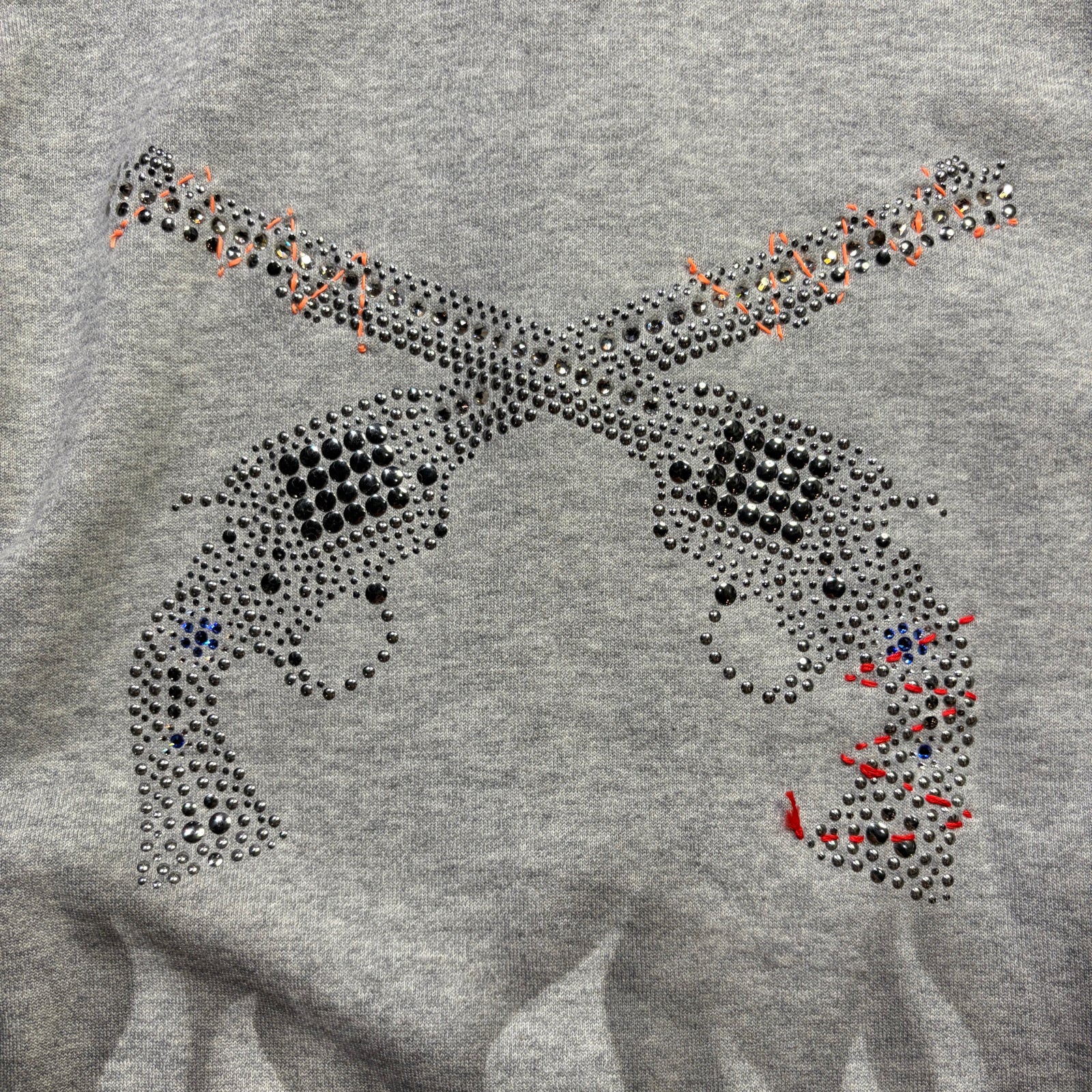 画像をギャラリービューアに読み込む, JunAle SASHIKO FLEECY HOODIE FIRE PATTERN / GRAY