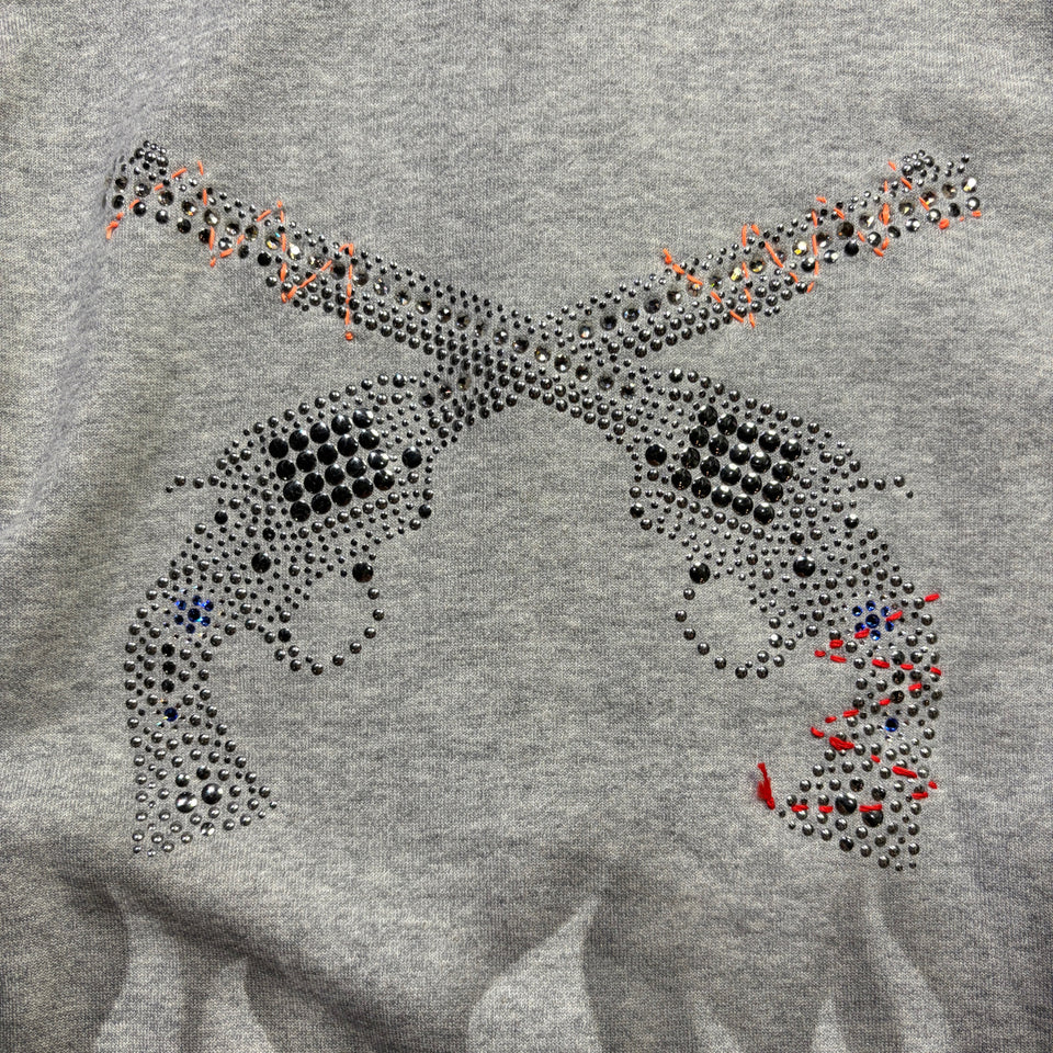 画像をギャラリービューアに読み込む, JunAle SASHIKO FLEECY HOODIE FIRE PATTERN / GRAY