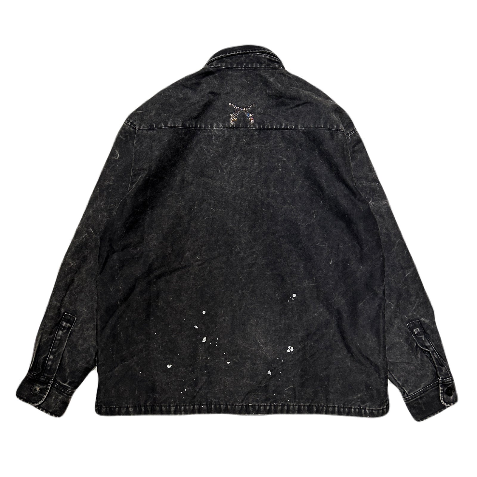 将图片加载到图库查看器，BACK SATIN SHIRT JACKET / BLACK