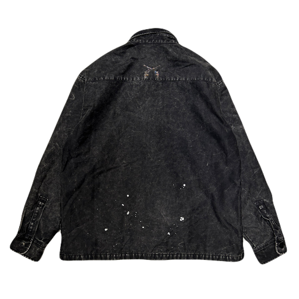 Load image into Gallery viewer, BACK SATIN SHIRT JACKET / BLACK