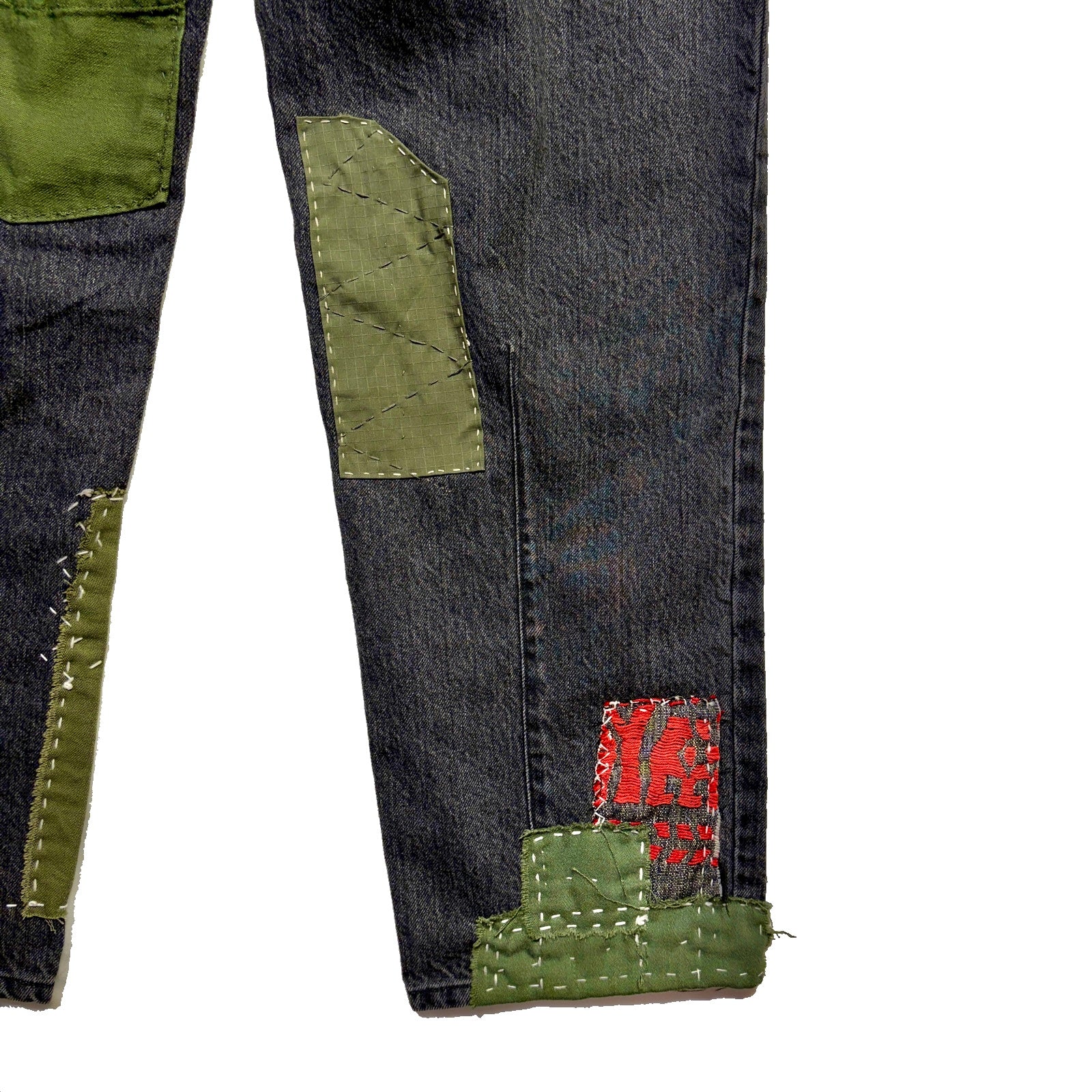 画像をギャラリービューアに読み込む, JunAle SASHIKO 12oz DENIM PANTS / BLACK