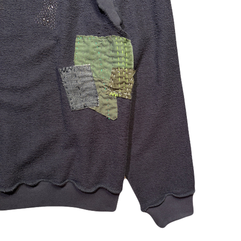 画像をギャラリービューアに読み込む, JunAle SASHIKO SWEATSHIRT CROSSGUN METAL / GRAY