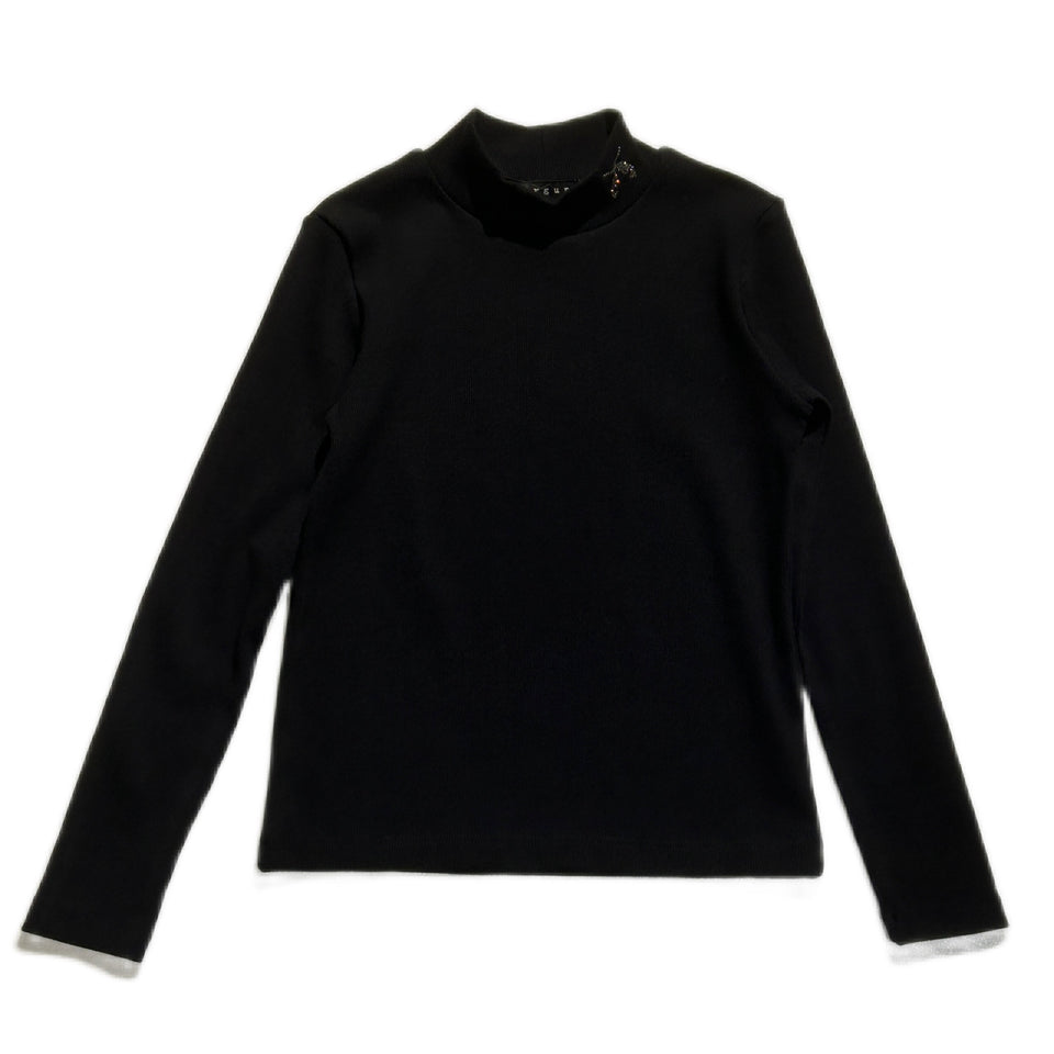 Load image into Gallery viewer, WOMEN TURTLE NECK RIB T / BLACK