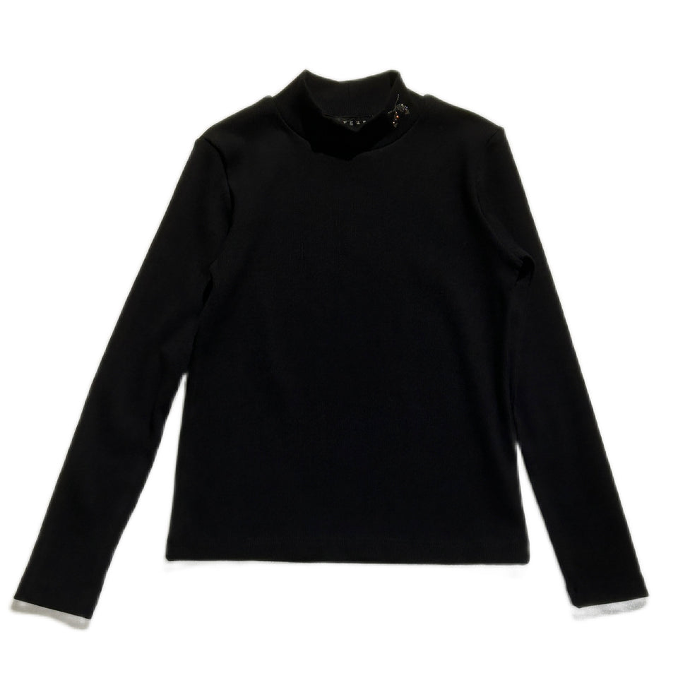 将图片加载到图库查看器，WOMEN TURTLE NECK RIB T / BLACK