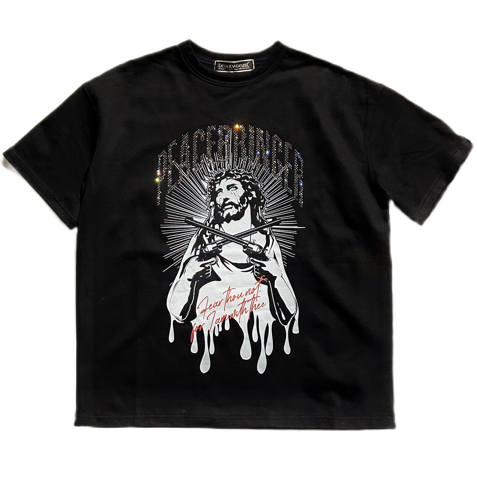 Load image into Gallery viewer, SS TEE “PEACEBLINGER” / SILVER CRYSTAL