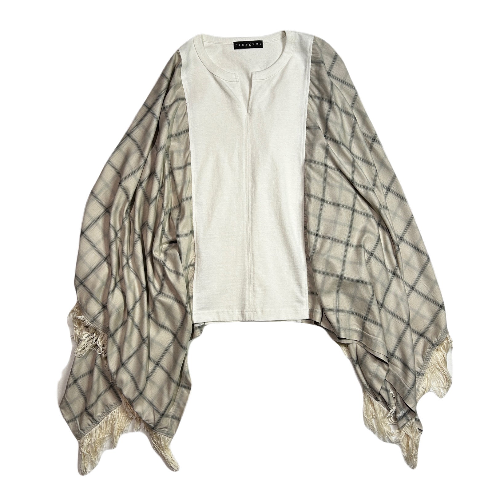 将图片加载到图库查看器，OMBRE CHECK PONCHO CRYSTAL / O.WHITE