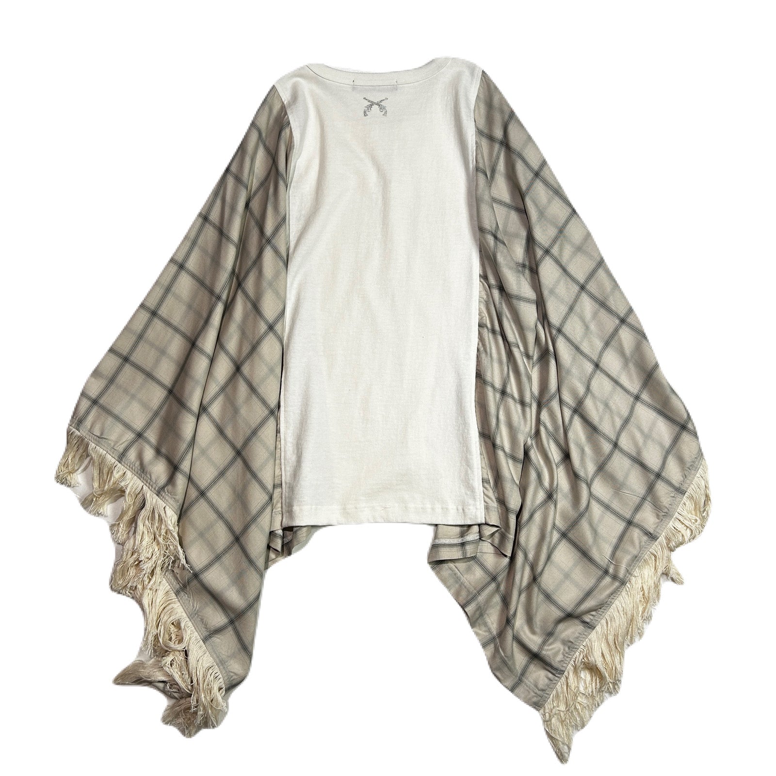 将图片加载到图库查看器，OMBRE CHECK PONCHO CRYSTAL / O.WHITE