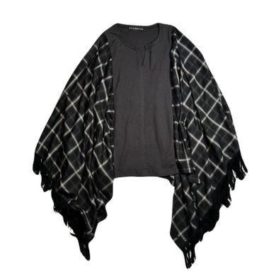 OMBRE CHECK PONCHO CRYSTAL / BLACK