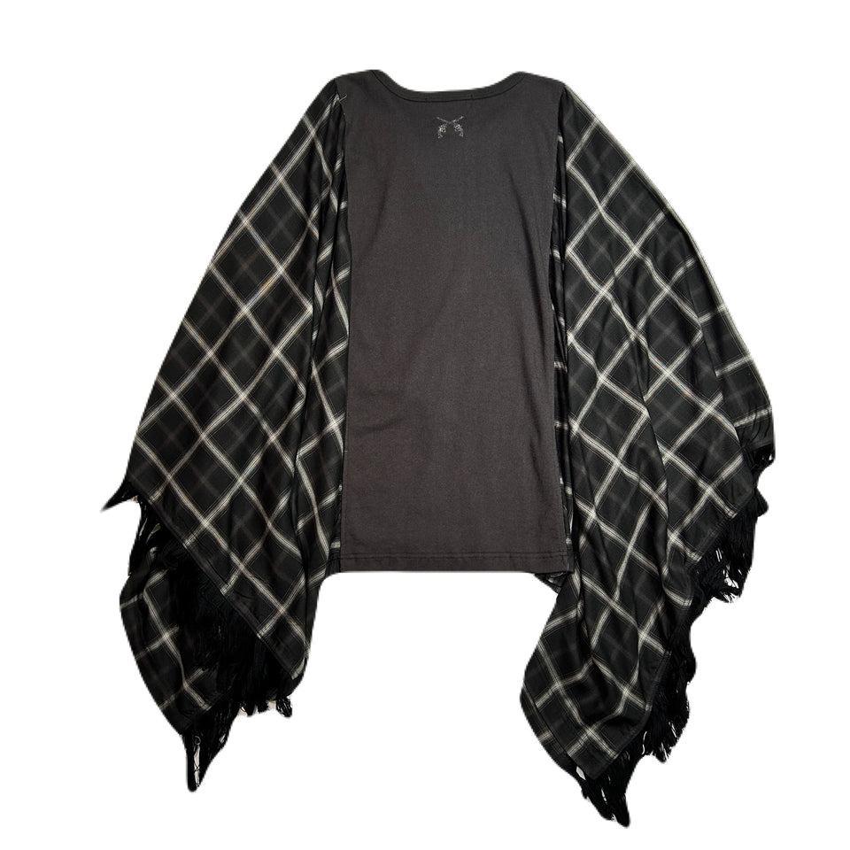 Load image into Gallery viewer, OMBRE CHECK PONCHO CRYSTAL / BLACK