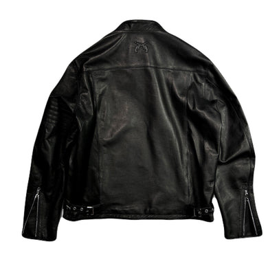 COW LEATHER JACKET CROSSGUN WAPPEN / BLACK