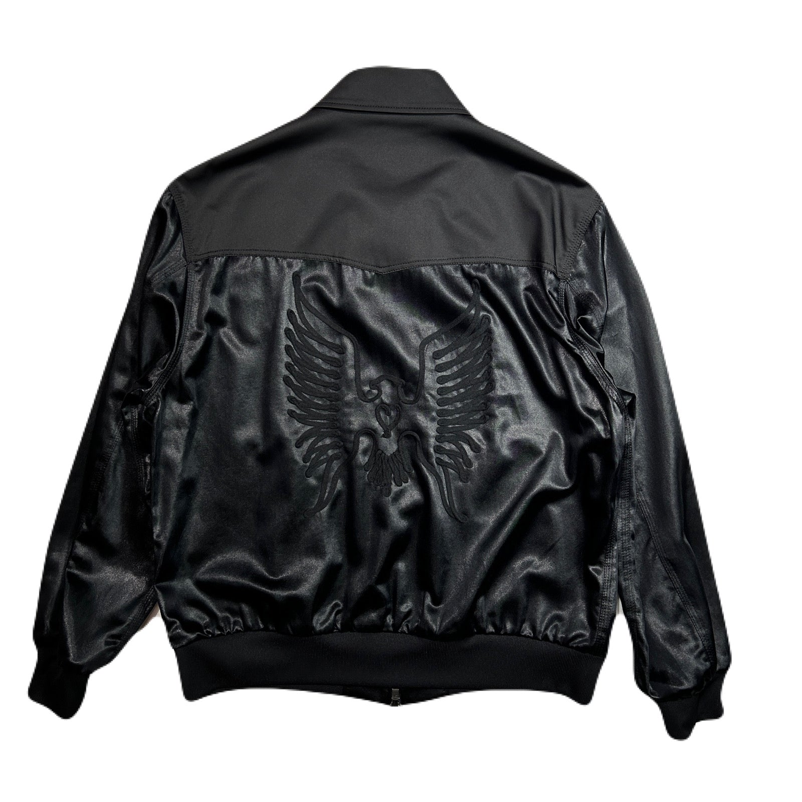 将图片加载到图库查看器，SATIN JACKET EAGLE EMBROIDERY / BLACK