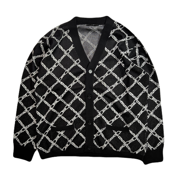 CHAIN JACQUARD CARDIGAN / BLACK