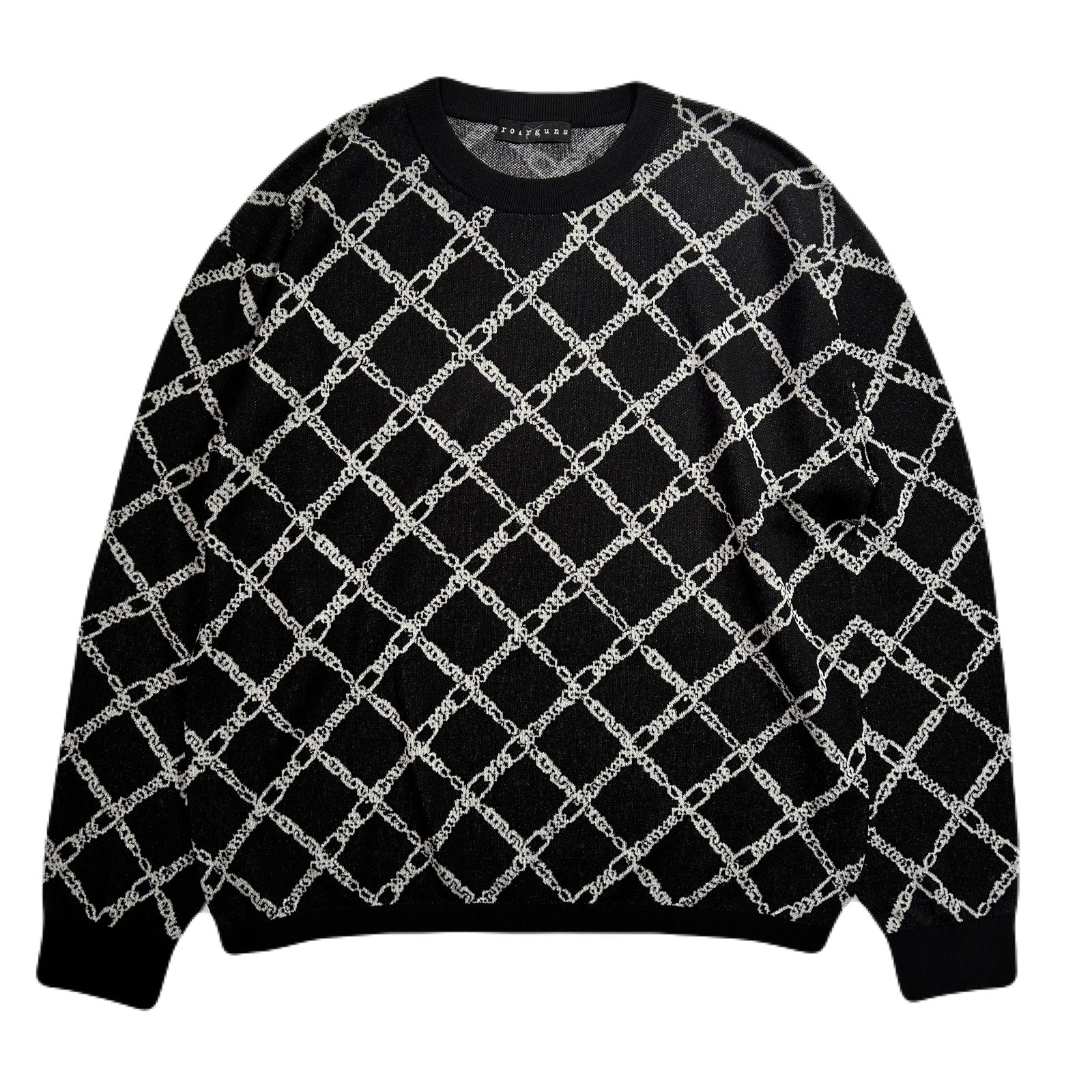 将图片加载到图库查看器，CHAIN JACQUARD KNIT / BLACK