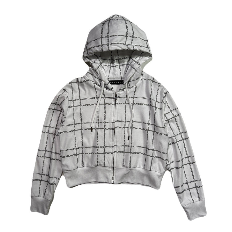 画像をギャラリービューアに読み込む, WOMENS CHAIN CHECK HOODIE / WHITE*SILVER