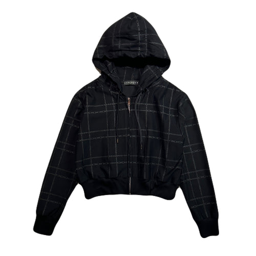 WOMENS CHAIN CHECK HOODIE / BLACK*BLACK