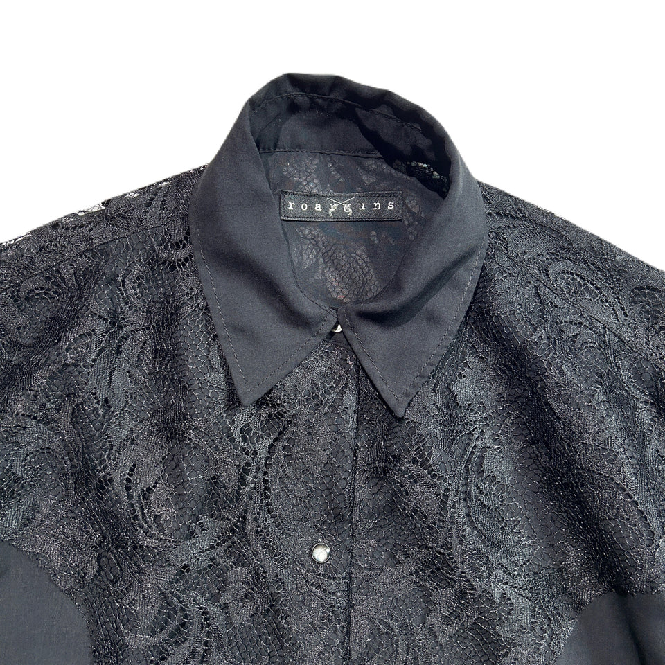画像をギャラリービューアに読み込む, WOMENS LACE WESTERN SHIRT / BLACK