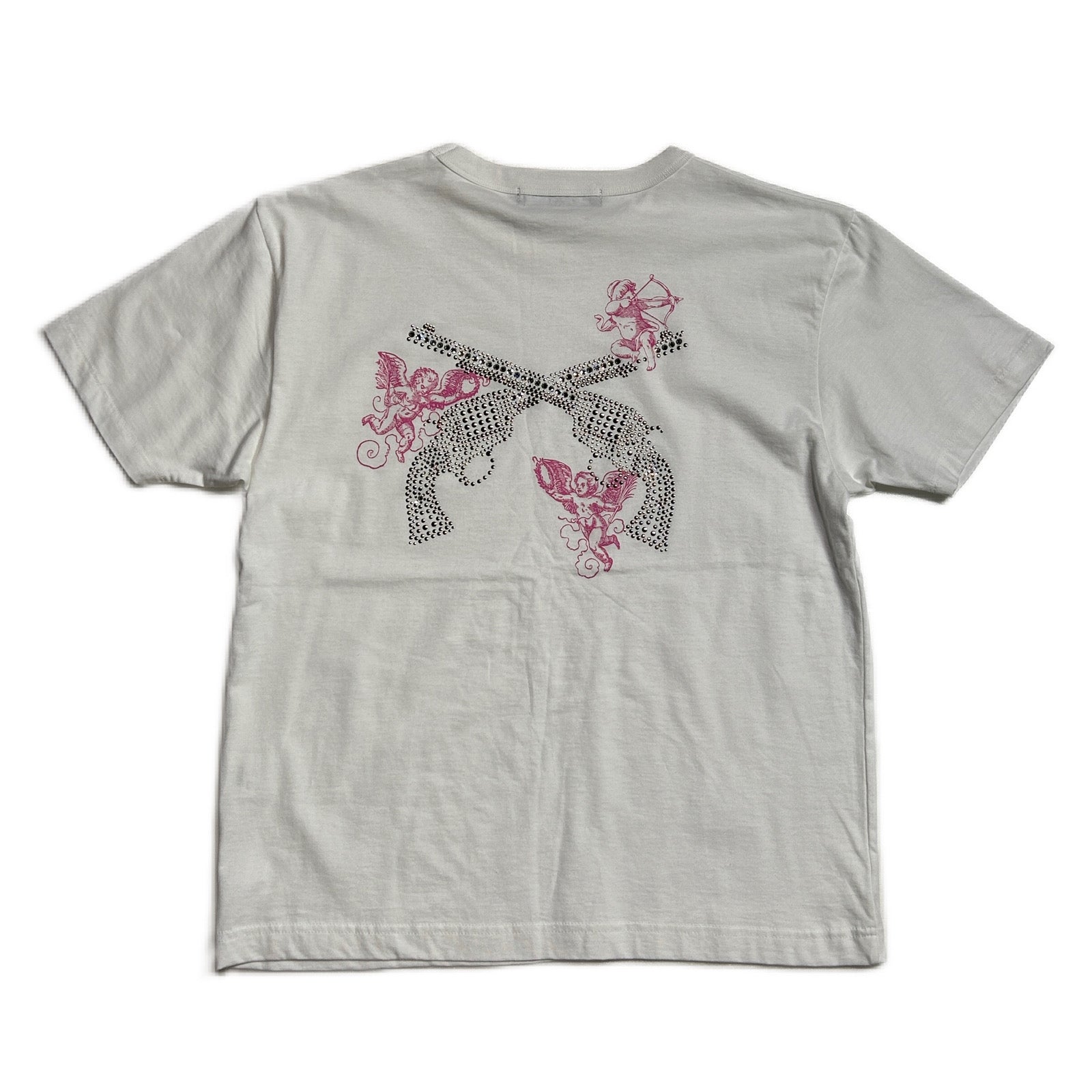 Load image into Gallery viewer, WOMEN ANGEL BACK PRINT CROSSGUN T / WHITE