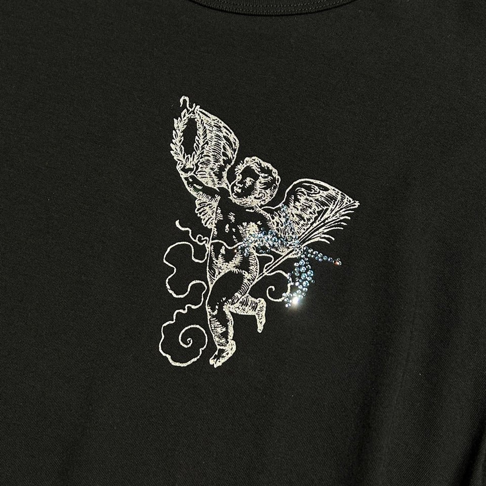 Load image into Gallery viewer, WOMEN ANGEL FRONT PRINT T / BLACK