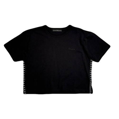 WOMENS SIDE LINE TAPE T-SHIRT / BLACK