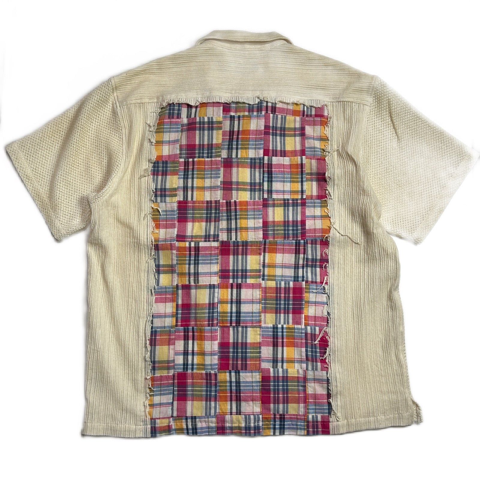 Load image into Gallery viewer, MESH PATCHWORK CHECK SHIRT / WHITE