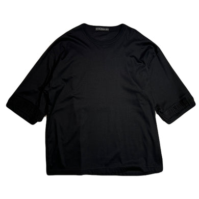 EMBROIDERY CROSSGUN FRINGE T-SHIRT / BLACK