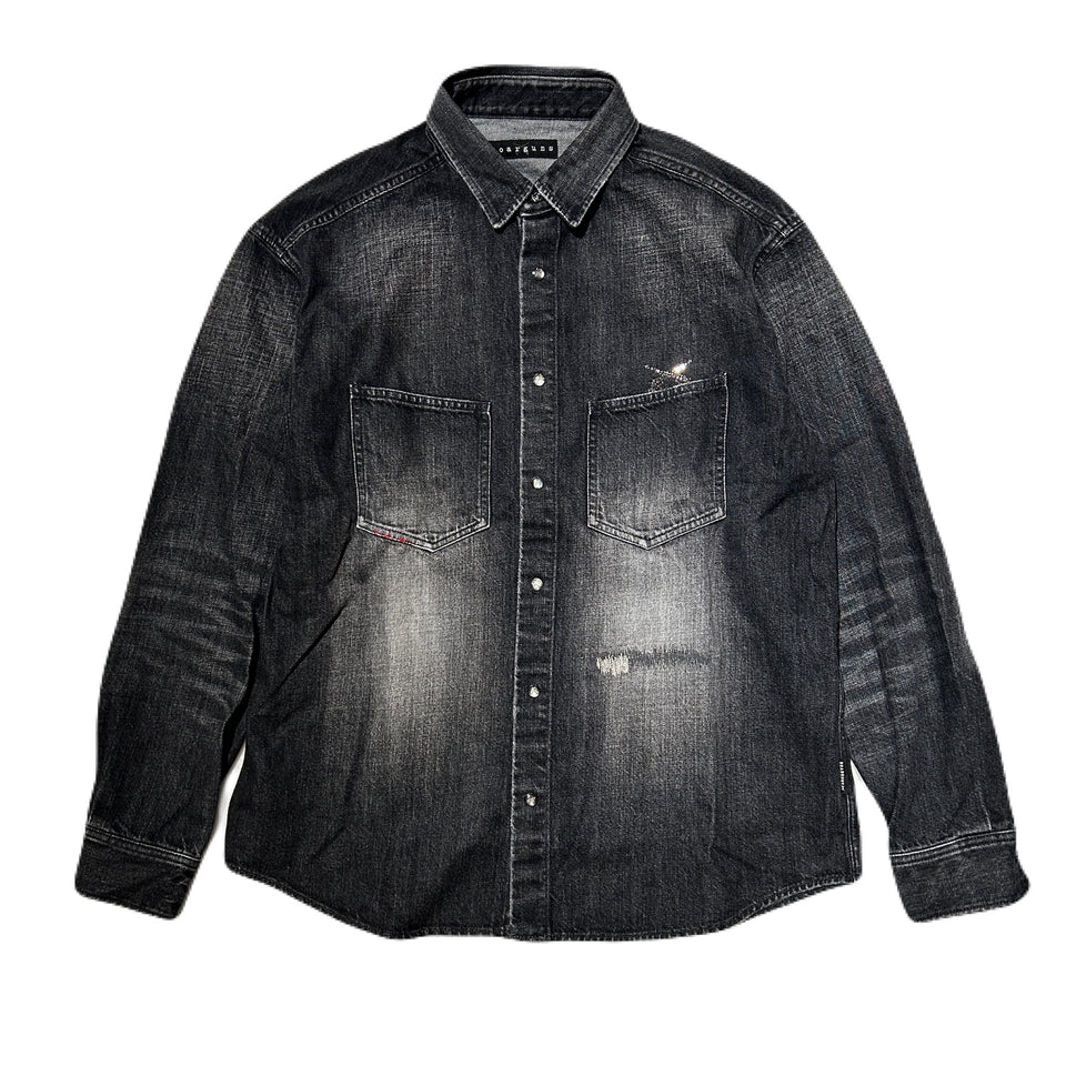 画像をギャラリービューアに読み込む, 11.9oz DENIM SHIRT CRYSTAL / BLACK