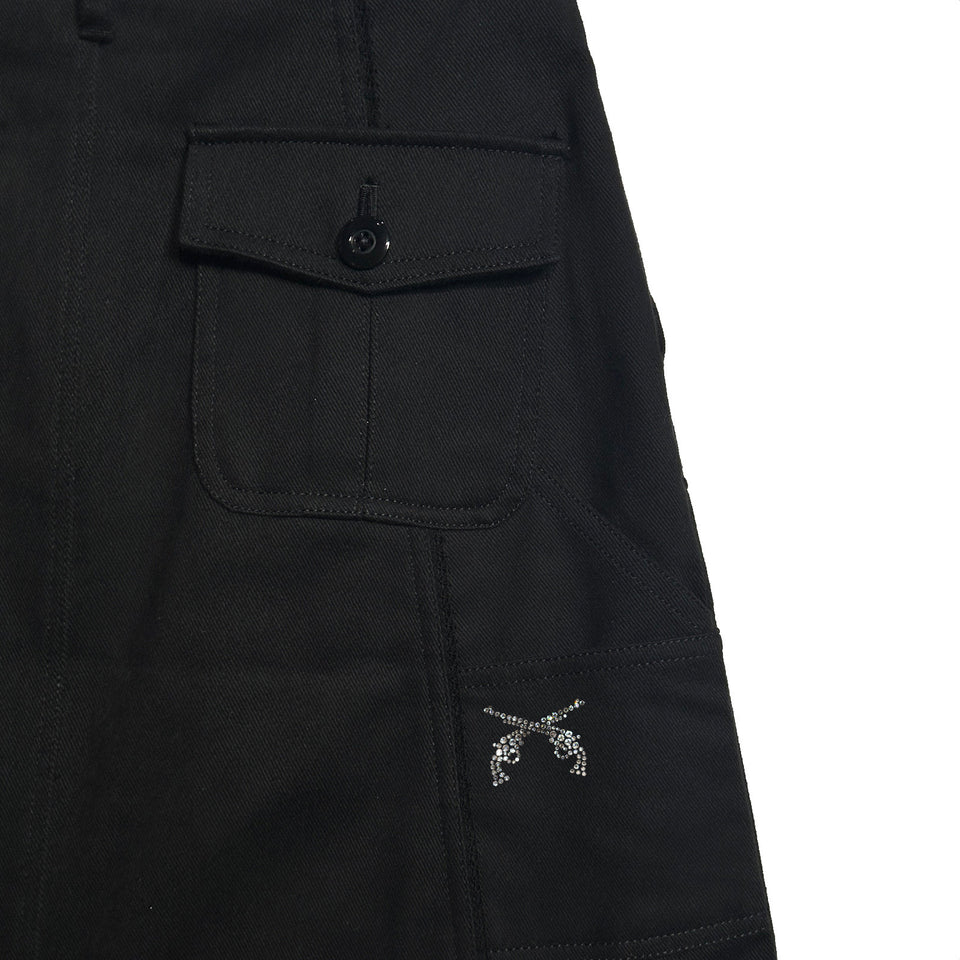 将图片加载到图库查看器，WOMEN BRUSHE DRILL SKIRT / BLACK