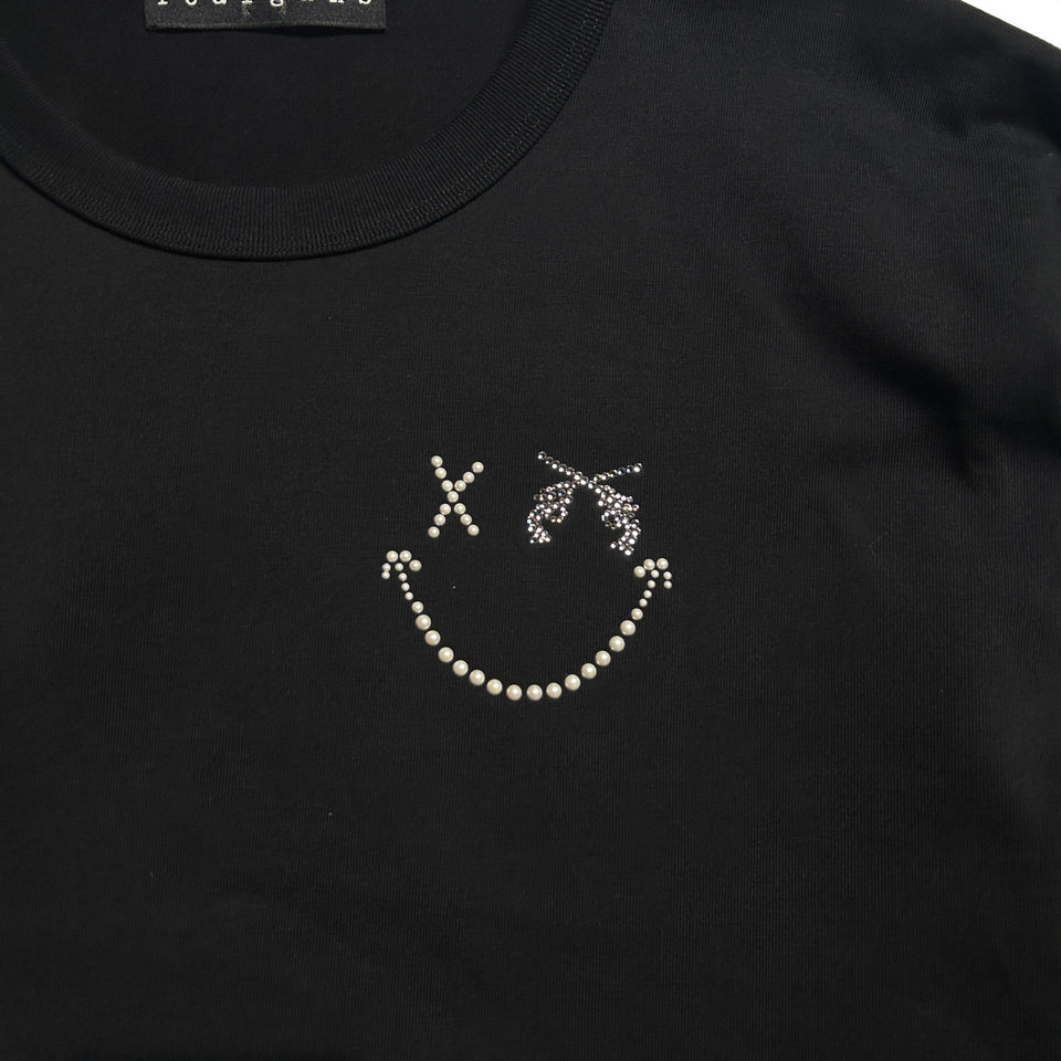 画像をギャラリービューアに読み込む, WOMEN SMILE CRYSTAL LONG SLEEVE T / BLACK