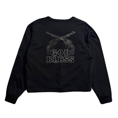 WOMEN GOD BLESS METAL CROSSGUN LONG SLEEVE T / BLACK