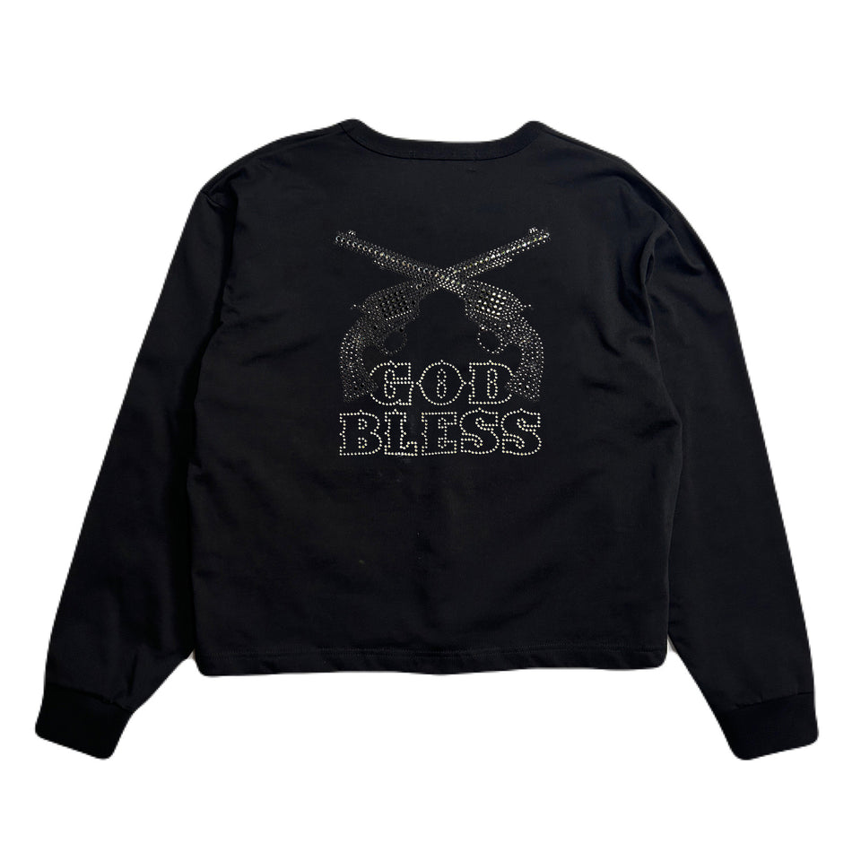 画像をギャラリービューアに読み込む, WOMEN GOD BLESS METAL CROSSGUN LONG SLEEVE T / BLACK